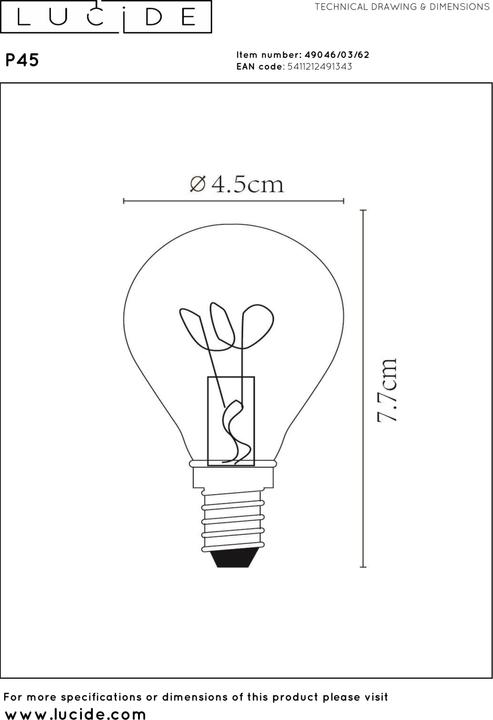 Image du produit Lucide E14 (E14, 3 W, 165 lm, 1 x, G)