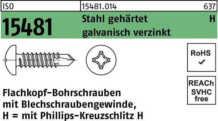 Produktbild Bohrschraube DIN 7504 m.Linsenkopf N 4,8 x 32 -H Stahl galvanisch verzinkt galvanisch verzinkt /... (500 Schrauben pro Stück)