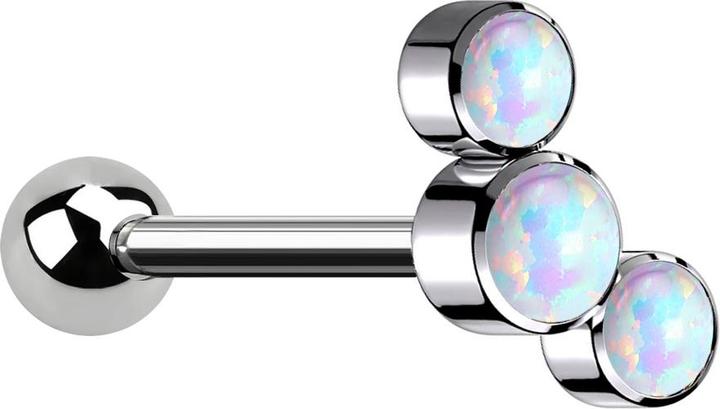 Immagine prodotto Star Piercing Micro Barbell Innengewinde silber mit Kugel und drei Opale weiss (Titanio G23, senza ottone)