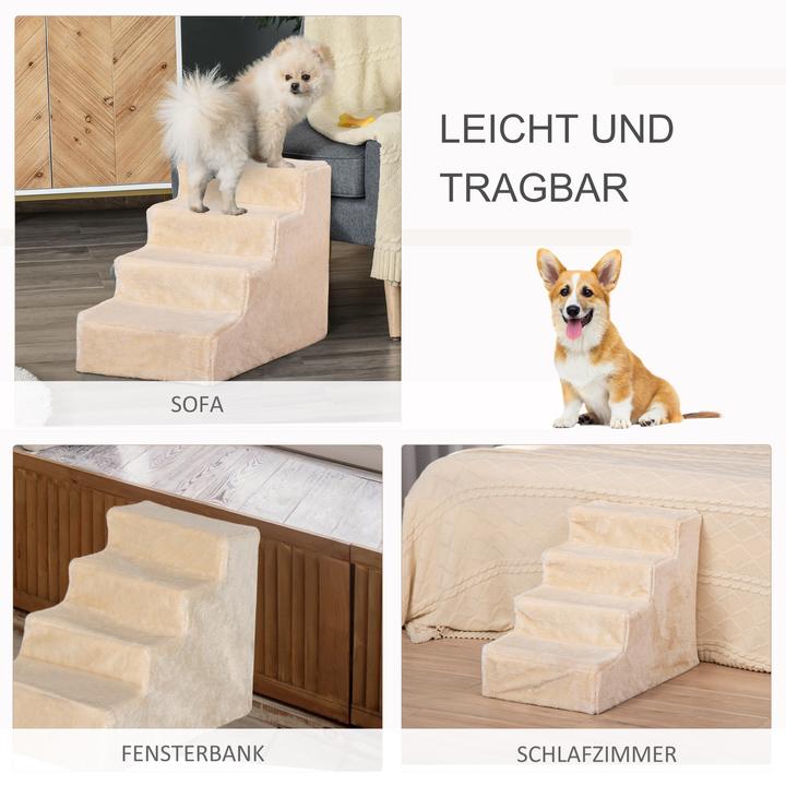 Produktbild PawHut Haustiertreppe mit abnehmbarem Bezug (Hund, Waschbar, Faltbar)