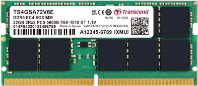 Image du produit Transcend TS4GSA72V6E Module de mémoire PC Retail DDR5 32 Go 1 x 32 Go ECC (1 x 32GB, 5600 MHz, RAM DDR5, SO-DIMM)