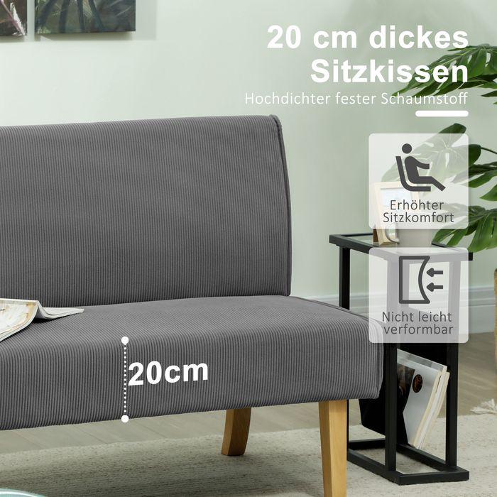 Image du produit Swisshandel24 2 Sitzer Sofa, Couch mit Cord-Optik, Holzbeine für Schlafzimmer, Grau (2 places)