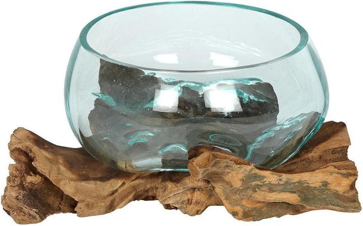 Something Different Verre fondu Bol décoratif en bois