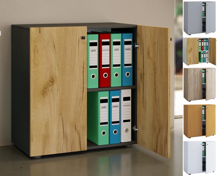 Produktbild VCM Holz Büromöbel Aktenschrank Lona 2-fach Drehtüren (70 x 39 cm)