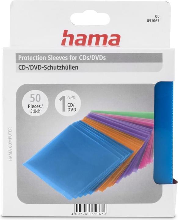 Produktbild Hama 1x50 CD-ROM/DVD-ROM Schutzhüllen farbig