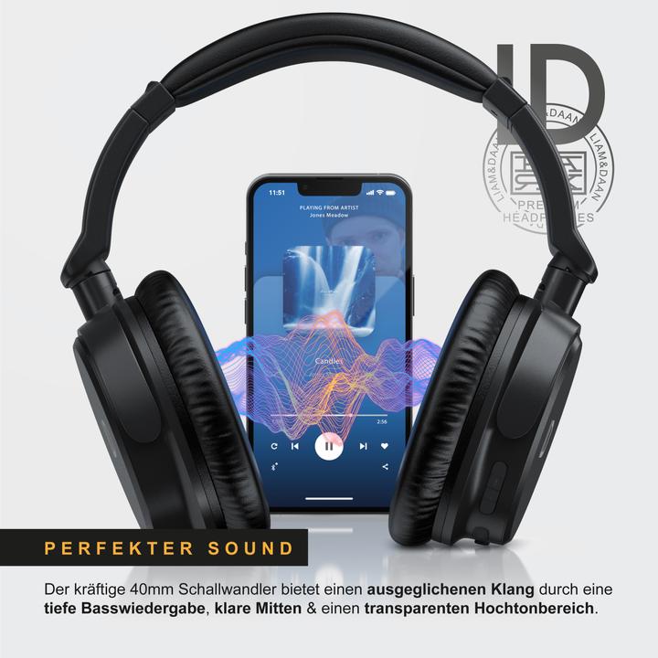 Actual product image Liam & Daan Wireless OnEar Headset, Wireless BT Headphone with Battery & 3.5mm AUX (No noise cancelling, 20 h, Wireless)