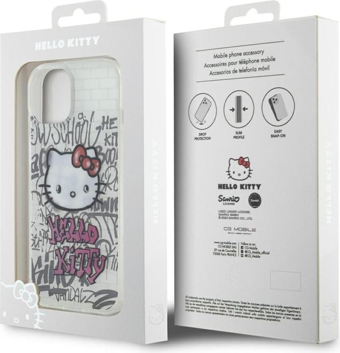 Immagine prodotto Hello Kitty HKHCP15SHDGPHT Custodia rigida per iPhone 15 6.1" biały/bianco IML Kitty On Bricks Graffiti (Apple iPhone 15)
