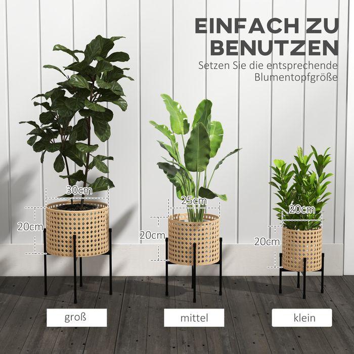 Actual product image Swisshandel24 Set of 3 plant stands Flower stand with rattan look Plant stool Flower stool for indoor and outdoor
