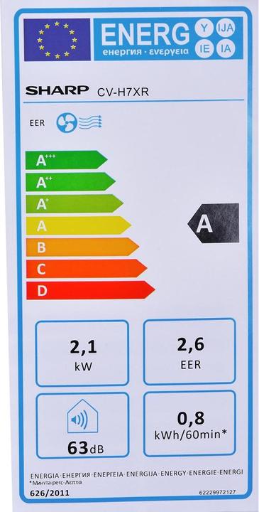 Energy Label Sharp Airco Cvh7xr (26 m², 7165.50 BTU/h)
