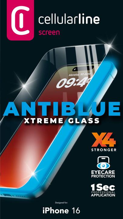 Produktbild Cellularline Antiblue Xtreme Glass (1 Stück, Apple iPhone 16)