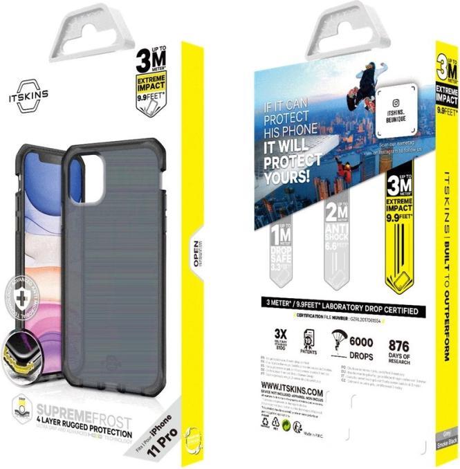 Actual product image Itskins Supreme Frost, Cover, Apple, iPhone 11 Pro, 14.7 cm (5.8"), Black, Grey (Apple iPhone 11 Pro)