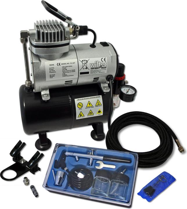 Image du produit Wiltec Kit compresseur Airbrush AS186 avec un pistolet pour débutants