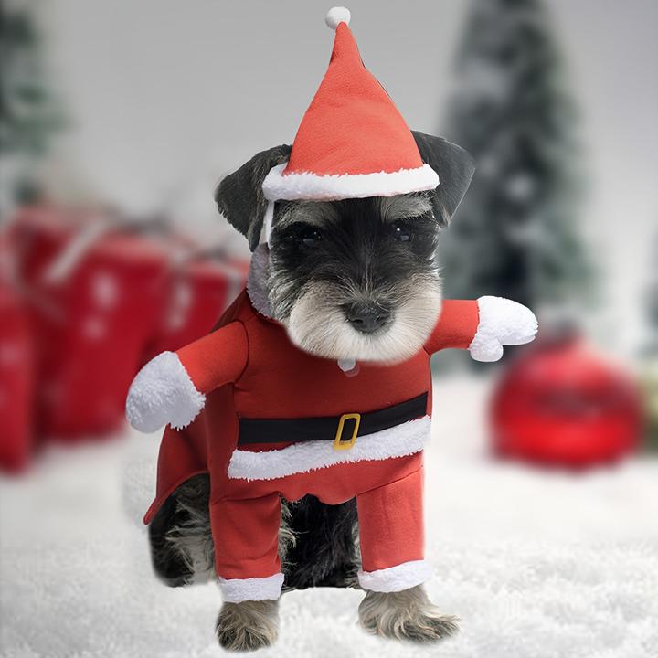 Produktbild Alopini Winter Haustier Weihnachten Santa Anzug mit Hut, warme Onesie Jacke Hund Welpe, S (S, Hundemantel)