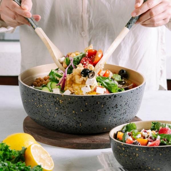 Actual product image Jungle Culture extra large bamboo salad bowl in dark grey (28 cm diameter) (28 cm, 1 x)