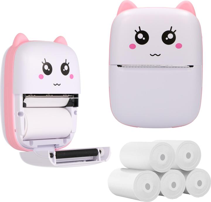 Actual product image Extralink Extralink-Kit | Thermal Printer EPP-001 Pink + Normal Thermal Paper 5 Rolls |