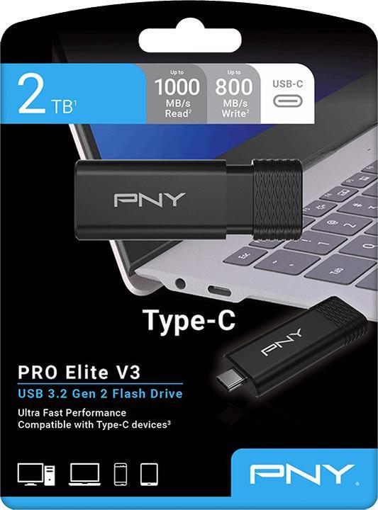 Produktbild PNY Pro Elite V3 Type-C USB 3.2 2TB Flash Drive (2000 GB, USB-C)