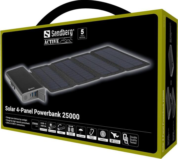 Actual product image Sandberg Solar 4-Panel (25000 mAh, 18 W, 92.50 Wh)