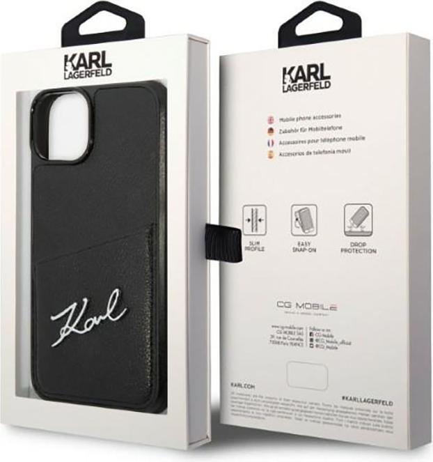 Image du produit Karl Lagerfeld KLHCP14MCSSK iPhone 14 Plus 6,7" hardcase czarny/black Signature Logo Cardslot (Apple iPhone 14 Plus)