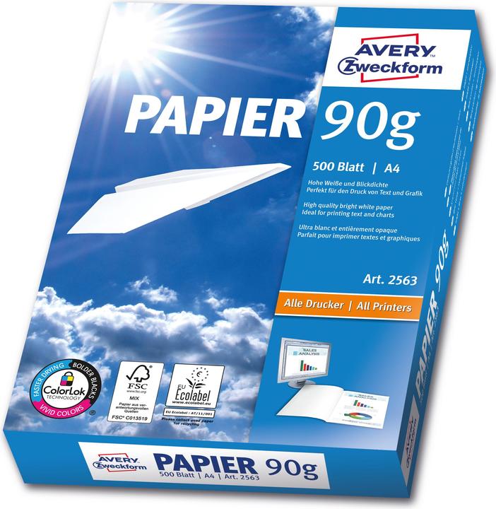 Produktbild Avery Drucker- und Kopierpapier (90 g/m², 500 x, A4)