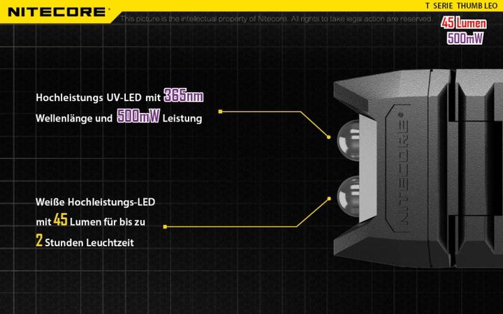 Produktbild Nitecore Thumb UV (7.40 cm, 45 lm)
