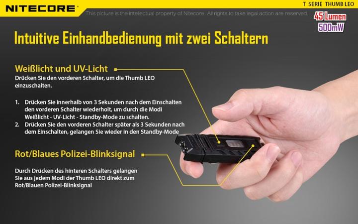 Produktbild Nitecore Thumb UV (7.40 cm, 45 lm)
