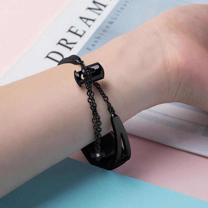 Actual product image Hurtel Replacement metal band bracelet strap for Xiaomi Mi Band 6 / 5 / 4 / 3 black (Stainless steel)