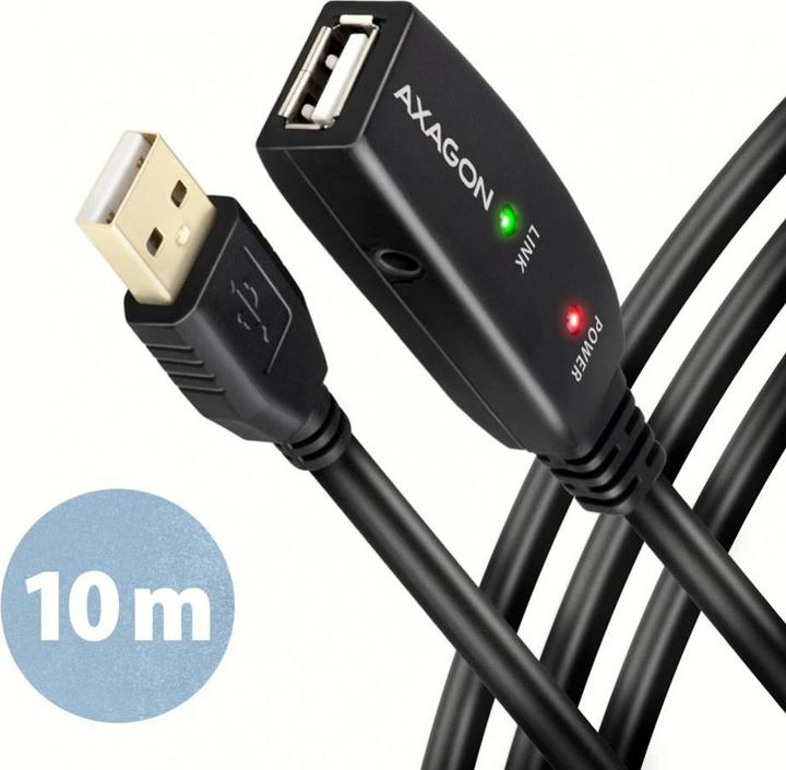 Produktbild Axagon ADR-210 aktives USB-Verlängerungskabel, USB 2.0, USB-A auf USB-A (10 m, USB 2.0)