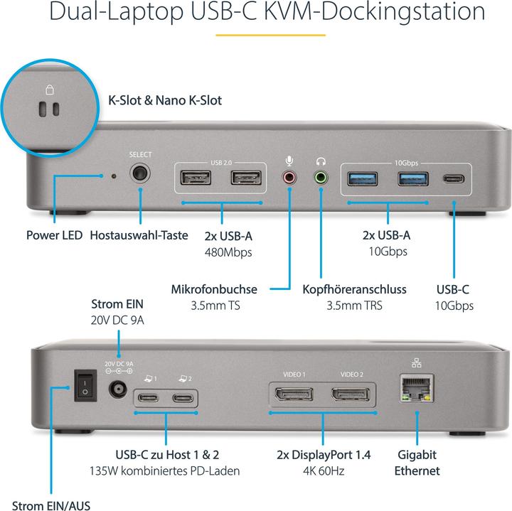 Produktbild StarTech 129UE-USBC-KVM-DOCK
