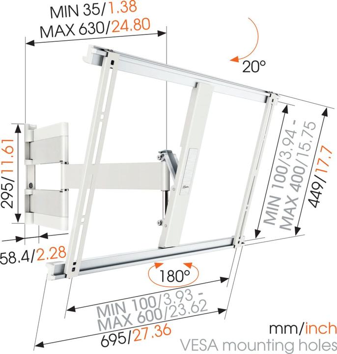 Immagine prodotto Vogels Sottile 545 (Muro, 65", 25 kg)