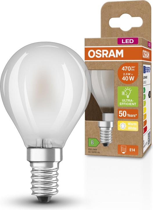 Actual product image Osram OSR LEDFil Drop Ultra 2.5W (E14, 2.50 W, 470 lm, 1 x, B)