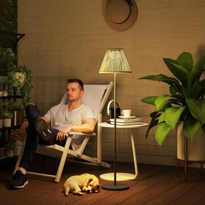 Actual product image Swisshandel24 Stehlampe Rattan Solarlampen mit Lichtsensor Boho-Stil IP44 Ø33x135 cm (15 lm, IP44)