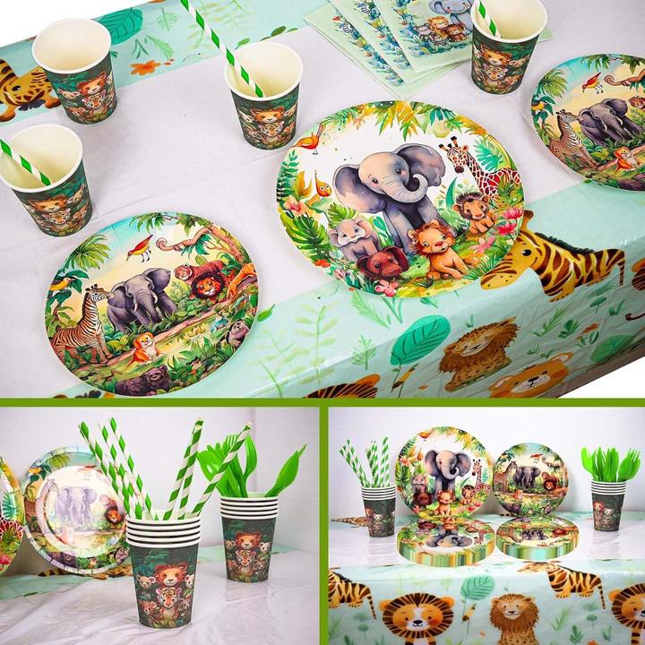 Produktbild ASMI 91-teiliges Dschungel Party-Set für Kindergeburtstage