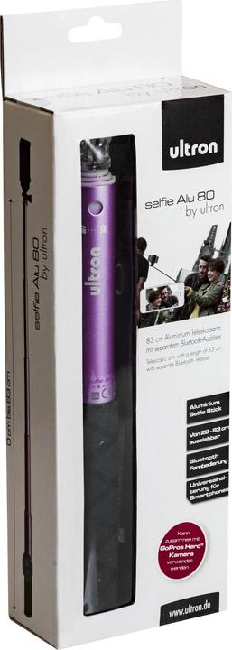Produktbild Ultron selfie Alu 80 pink Aluminium selfie stick mit separatem Bluetooth Ausloeser