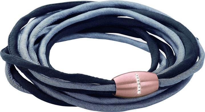 Produktbild Xen Seidenarmband grau/schwarz mit 7 Brillanten Magnetverschluss Längen zur Wahl (53 cm, Seide und Edelstahl)