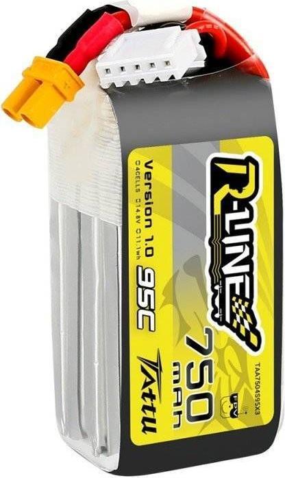 Actual product image Tattu R-Line 750mAh 14.8V 95C 4S1P JST-XHR Battery (14.80 V, 750 mAh)