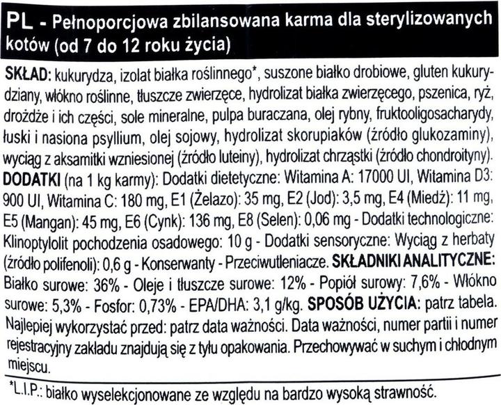 Valori nutrizionali e ingredienti Royal Canin Sterilizzato 37 (Adulto, 1 pz., 400 g)