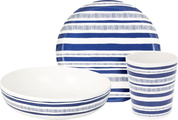 Produktbild ProGarden Melamin Geschirr Set, 12-tlg., blau-weiss