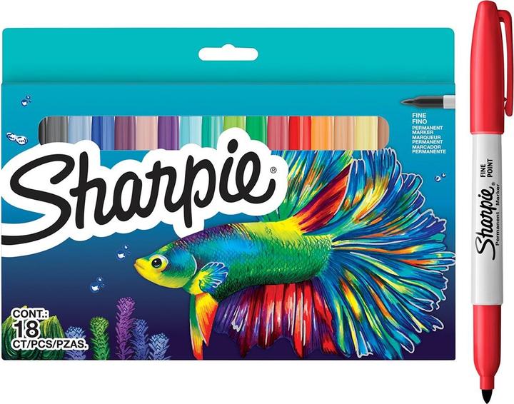 Actual product image Sharpie Marqueur permanent Fine (Multicoloured, 1 mm, 18 x)