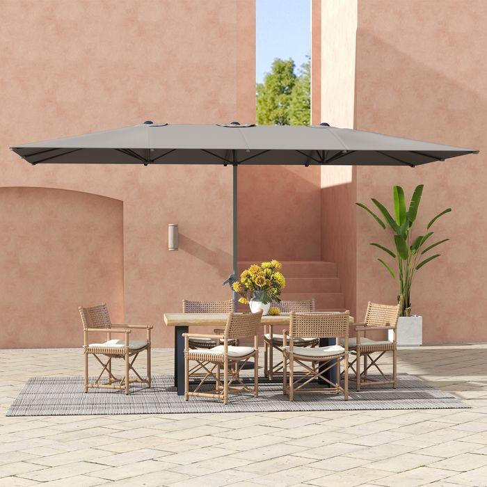Actual product image Swisshandel24 Doppelsonnenschirm mit Kurbel 451x264 cm, Alu, Dunkelgrau (2.64 m)