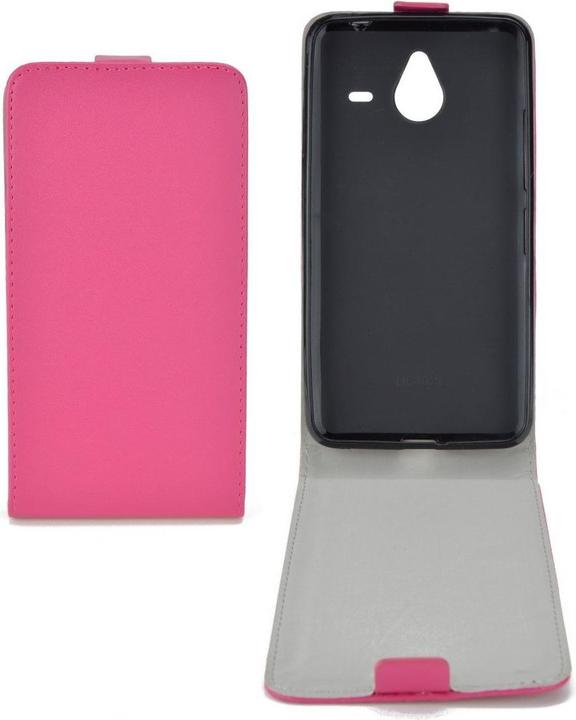 Produktbild König Design Flip Schutz Handy Hülle Microsoft Lumia 640 XL Pink Leder Imitat Slim Flex Neu (Microsoft Lumia 640 XL)