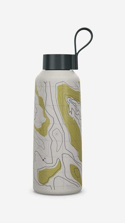 Produktbild Quechua Trinkflasche 1 l Edelstahl Schraubverschluss Wandern - Carto 100 Karte/grün (1 l)