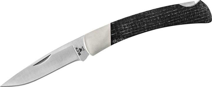 Image du produit Buck 501 SQUIRE, acier S35VN, inoxydable, back lock, noir burlap micarta grip, maillechortb (7 cm)