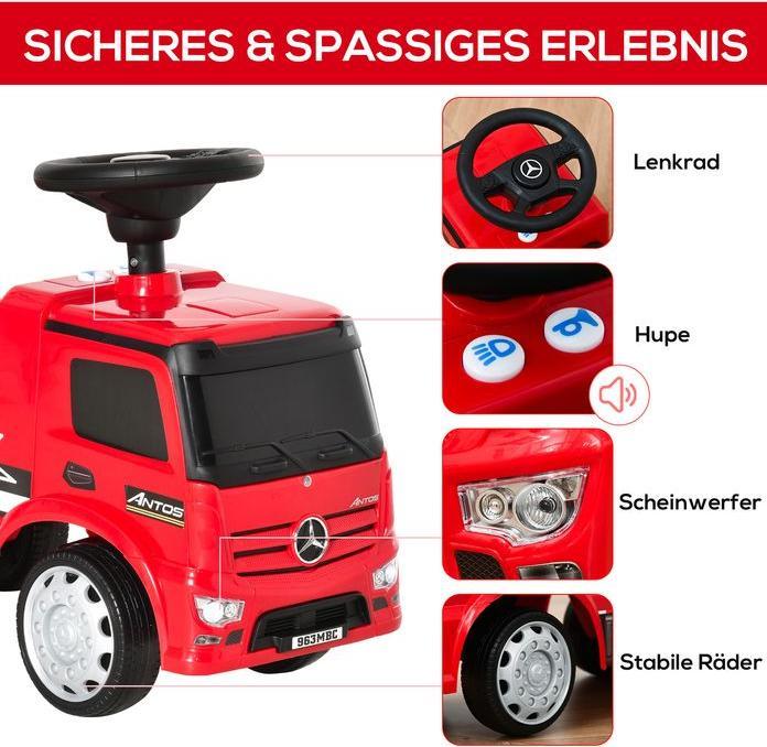 Immagine prodotto Swisshandel24 Auto cavalcabile per bambini Mercedes ANTOS in stile camioncino con luci per bambini dai 12 anni in