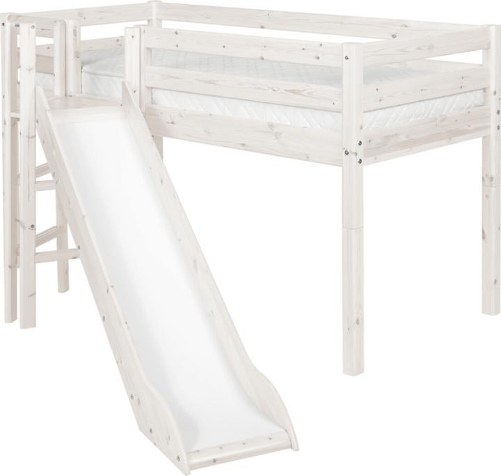 Image du produit Flexa Lit mi-hauteur Classic avec toboggan et plate-forme (90 x 200 cm)
