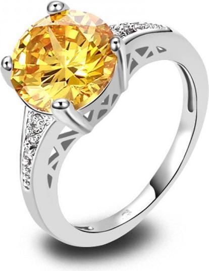 Hermex versilberter Ring mit Citrine Edelstein - Gold Gr. 57 / Size 8 (57)