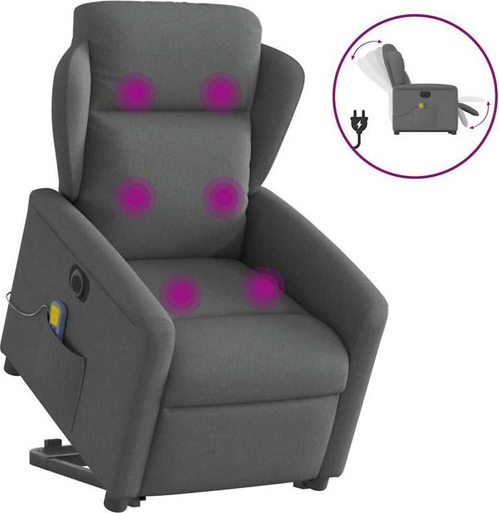 Produktbild VidaXL Elektrischer Massagesessel mit Aufstehhilfe Dunkelgrau Stoff