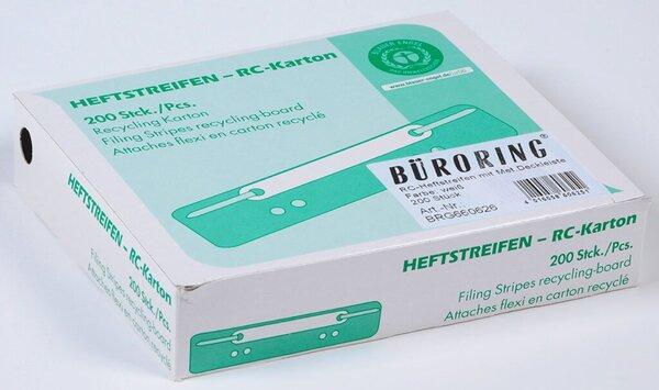 Produktbild Büroring Heftstreifen kurz, Recycling-Karton, weiss, Metalldeckleiste, 200 Stück
