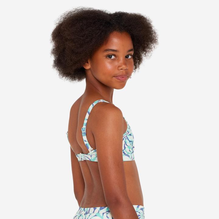 Produktbild Olaian Bikini-Oberteil Mädchen Bustier verstellbar 500 Nora violett geblümt (10, 11, 12)