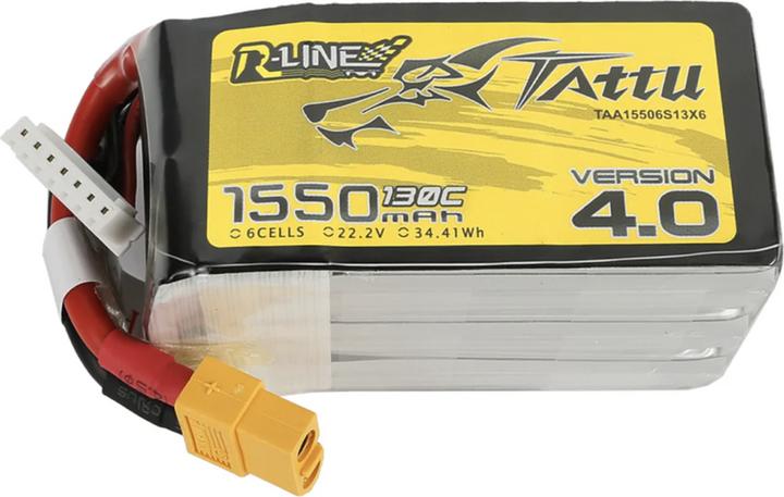 Produktbild Tattu Akumulator R-Line 4.0 1550mAh 22.2V 130C 6S1P XT60 (22.20 V, 1550 mAh)