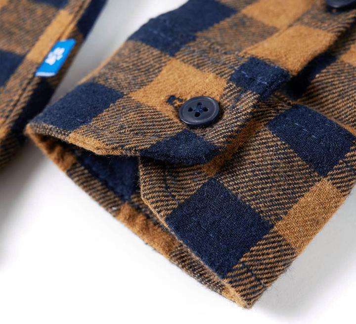 Immagine prodotto VidaXL Camicia da bambino con motivo a quadri cognac e blu 92,Materiale: 80 (92)